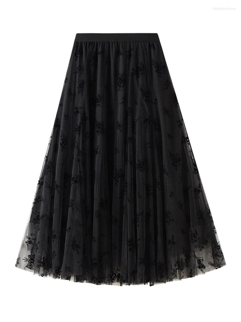 

Casual Dresses Women S High Waist Layered Tutu Mesh Tulle Skirt Pleated Elastic A-Line Swing Floral Midi, A-khaki 1
