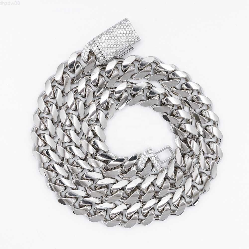 

New Arrivals Trend Hip Hop Iced Out Moissanite Clasp 12mm Cuban Link Chain Men Silver Hand Chain