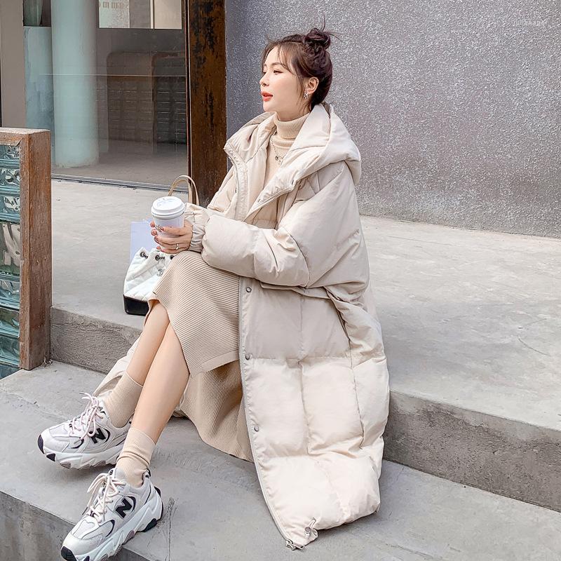 

Women' Trench Coats Winter Jacket Women Clothing Mid-length Parkas Warm Coat Korean Loose Hooded And Jackets Ropa De Invierno Mujer Zm2550, Black