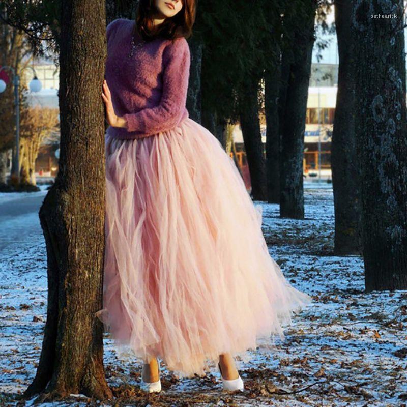 

Skirts Bridesmaid Bride Dance Performance Adult Dress Tulle Fluffy Skirt Pregnant Woman Pography Ruffled Trailing Crinoline, Pink