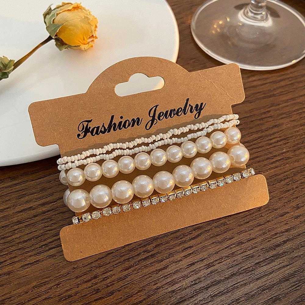 

Set Pearl Bracelet Ins Style Minority Fashion Bead Rhinestone 5 Piece