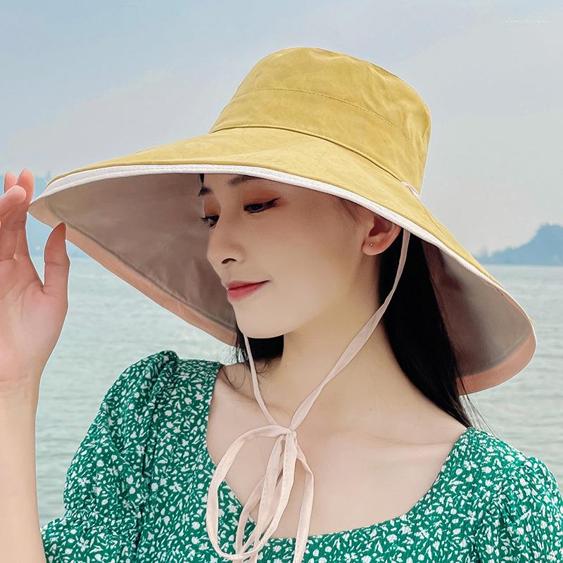 

Wide Brim Hats Summer Large Woman Sun Hat Fashion Girls Beach Vacation Visor Ladies UV Protection Panama Female UPF50, Black