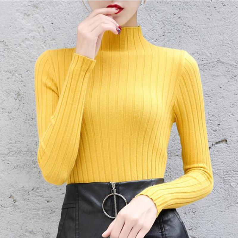 

Women's Sweaters Basic Women Sweater Half High Collar Casual 2023 Autumn Winter Pullovers Long Sleeve Top Slim Knitted Ladies Pull Femme, Black
