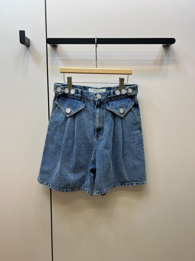

Women' Shorts High-waisted Multi-buckle Adjustable Denim Nickel Pants, Blue