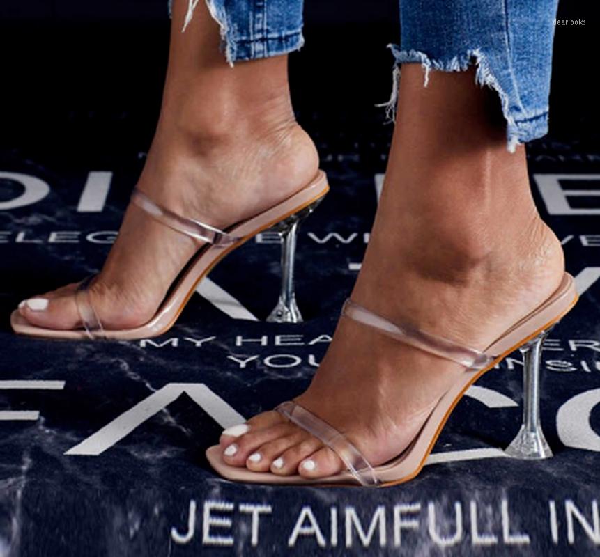 

Sandals Pvc Clear Fashion Slippers Sexy Outdoor Thin High Heel Shoes Woman Slides Women Summer Sandalias Mujer Sapato Feminino SA0234, Apricot