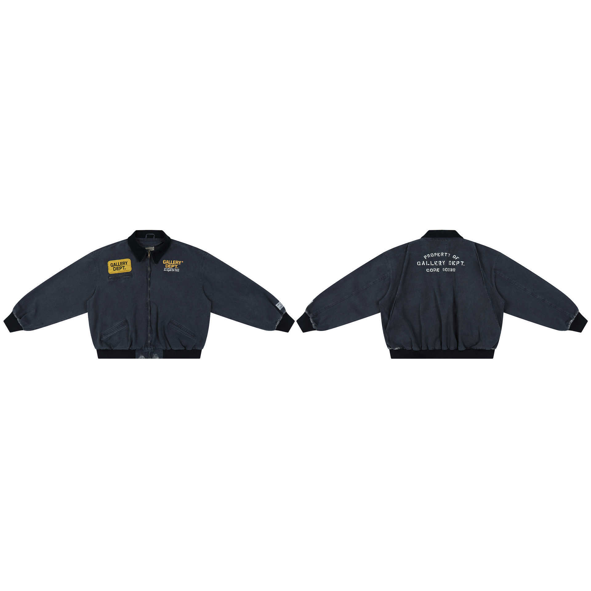 

Washed Used Workwear Print Badge Denim Jacket Unisex Batch