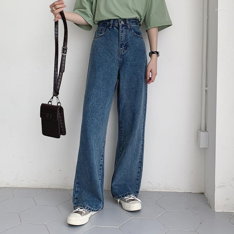 

Women's Jeans High Waist Fashion Women Wide Leg Denim Pants Loose Vintage Streetwear Harajuku Casual Straight Trousers Femme Baggy, Dark blue