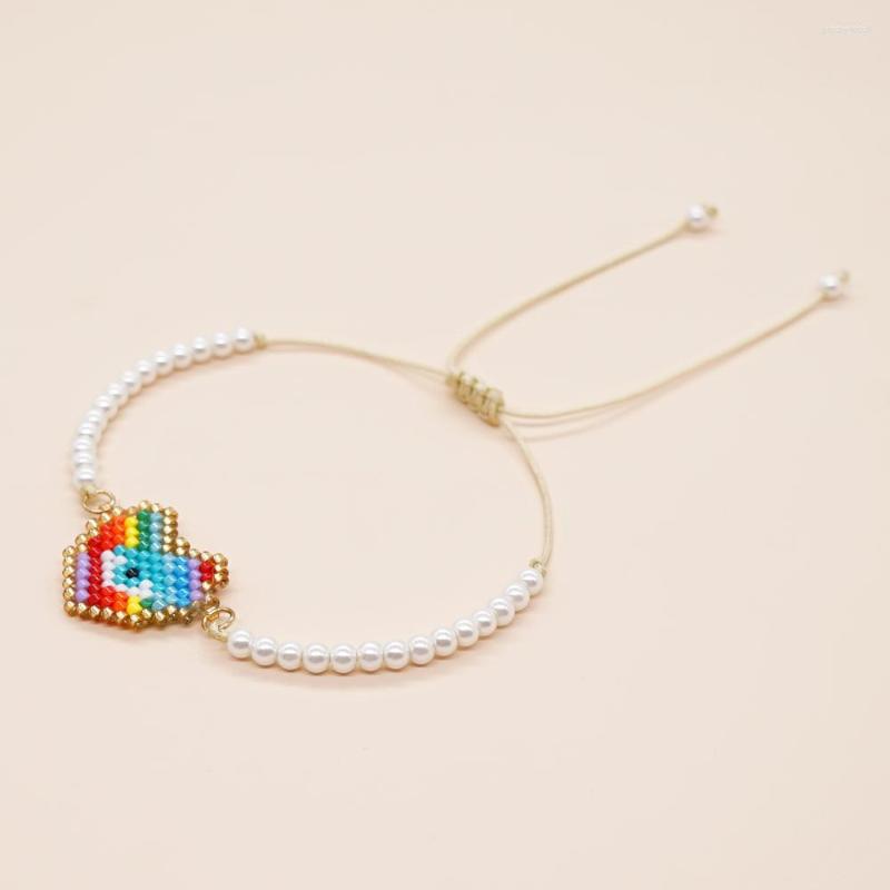 

Link Bracelets Go2boho High Standard Adjustable Heart Handmade Bracelet 3mm Colored Copper Beads Striped