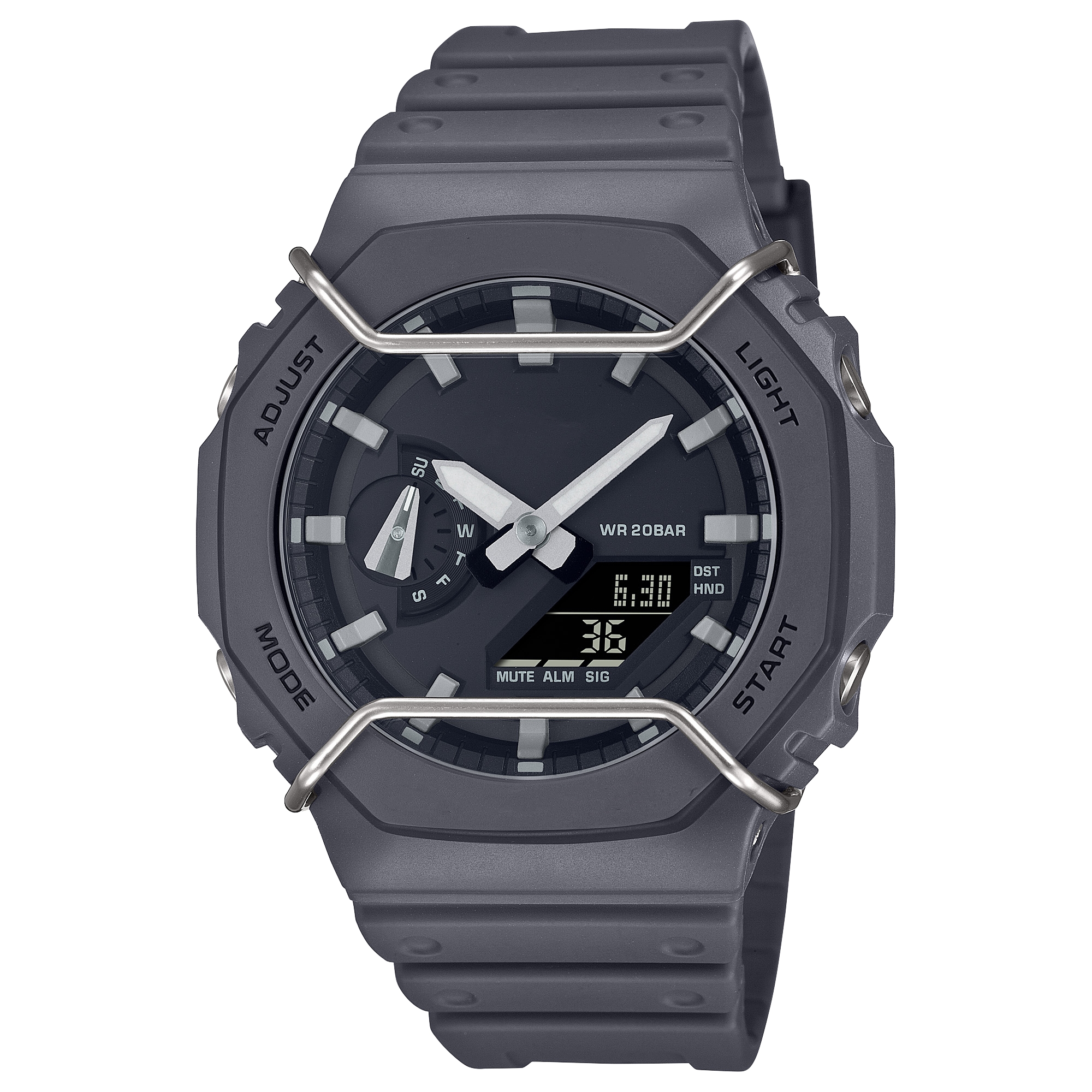 

Iced Out Watch Digital Sport Quartz Unisex Watch Full Function LED Detachable Assembly Oak Dial World Time Rubber Band