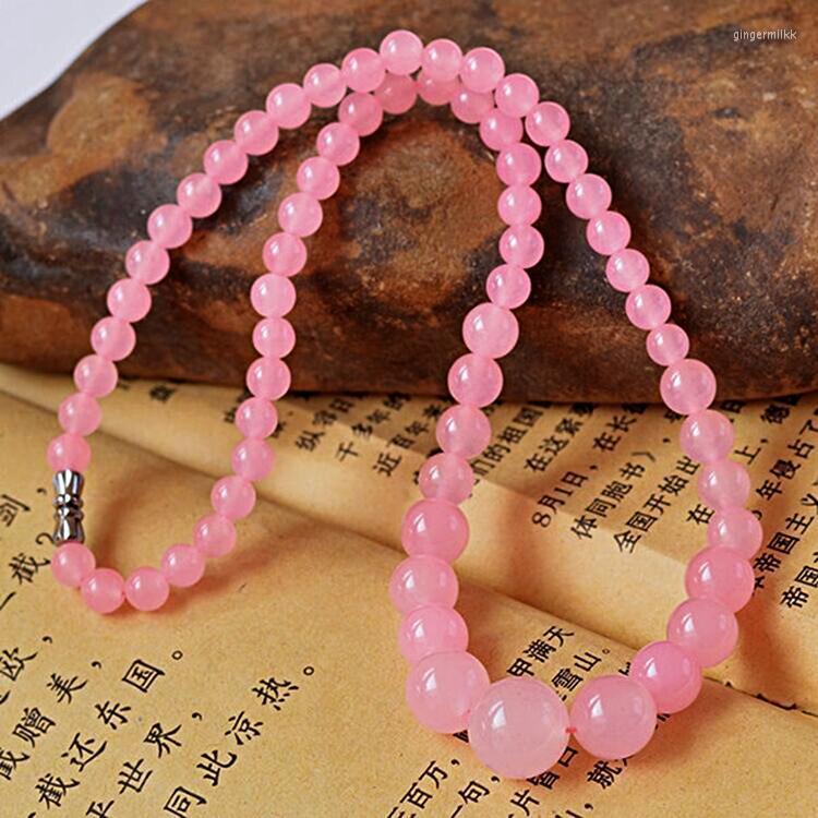 

Chains Pink Chalcedony Necklace Crystal Color Tower Chain Beads Collares Para Mujer Luxury