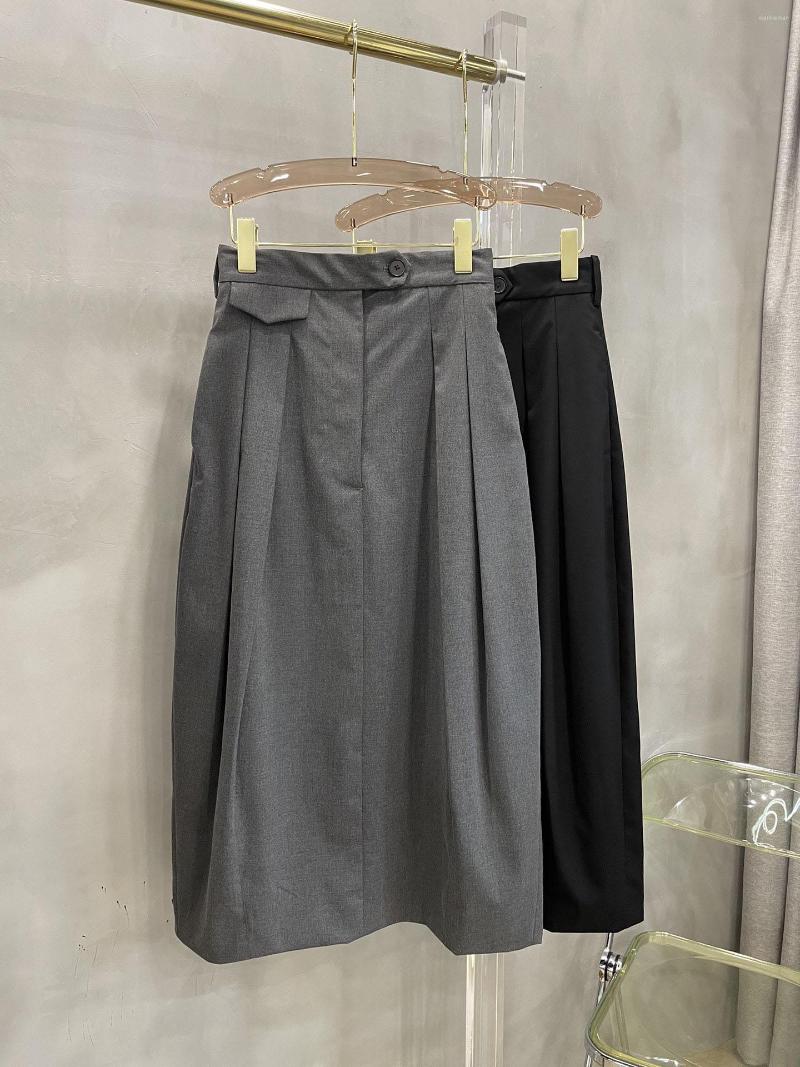 

Skirts Pinched Pleated Flower Bud Suit Half Skirt Simple Not Senior Clean And Pure Modern Design, Black