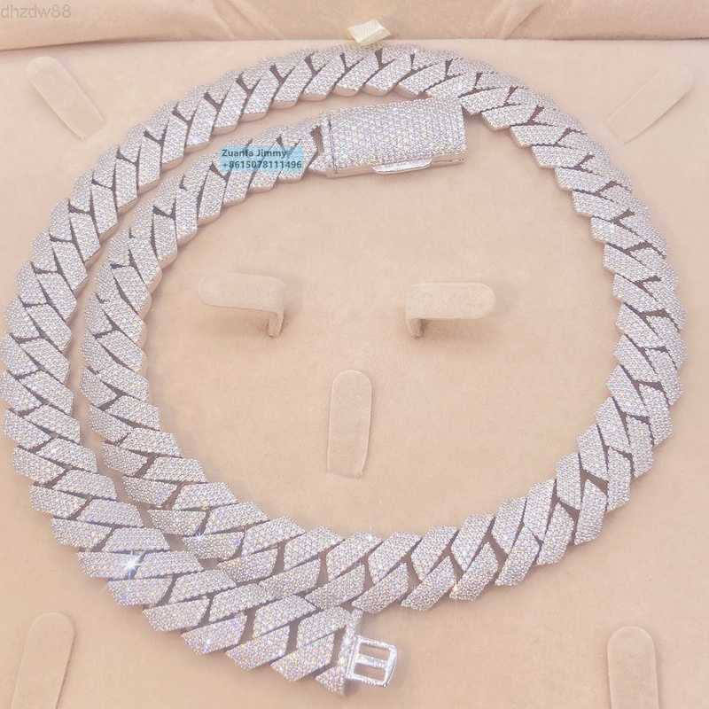 

Sparkly Shining in Stock Iced Out 15mm 4 Row 925 Silver Vvs1 Moissanite Diamond Cuban Link Necklace Men