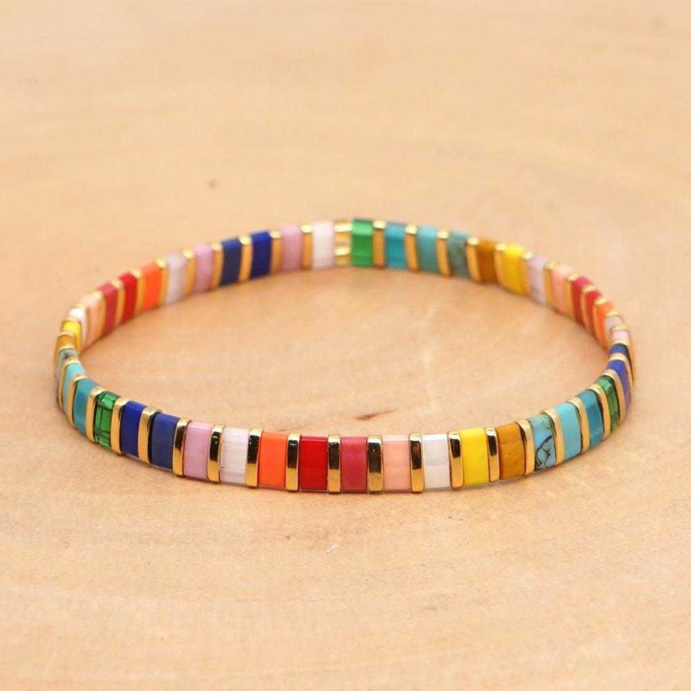 

Simple Ins Style Bead Strands String Jewelry Rainbow Fashion Wholesale Womens Bracelet