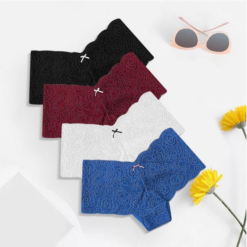 

Women's Panties Boxer Briefs Lace Floral Breathable Underwear Sexy Hollow Perspective Women Comfortable Black White XxxlWomen's, Blue