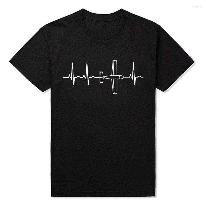 

Men's T Shirts Est Fashion Tops Summer Cool Funny T-Shirt Airplane Pilot Shirt Heartbeat Flying Gift Tee, White