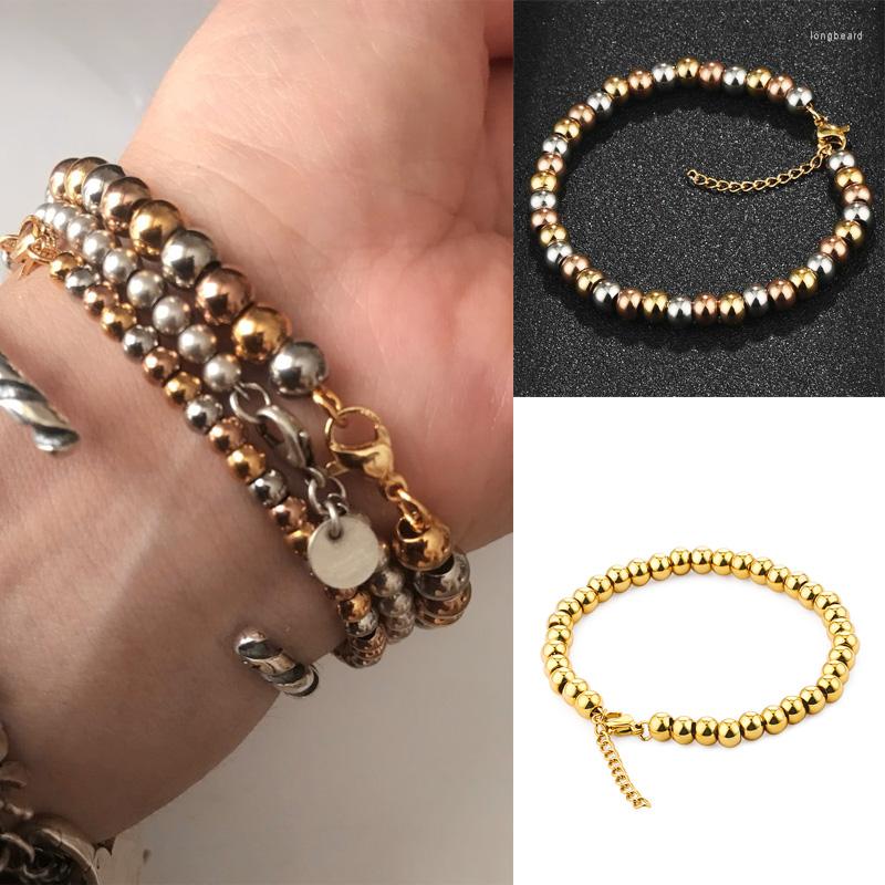 

Charm Bracelets Women Cuff Strand Metal Silver Color Bracelet Stainless Steel Beaded Charms Statement Girls Gift Jewelry Pulseras