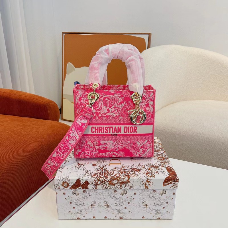 

Dior bag designer shoulder bag lady D-lite dior zoo embroidery princess diana shoulder bag large capacity canvas portable tote bag 5A top class