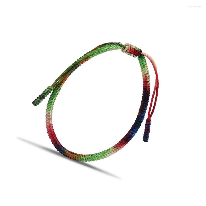 

Charm Bracelets Tibetan Buddhist Braided Bracelet Women Men Gradient Thread Meditation Adjustable Colorful Friend Couple Bangle