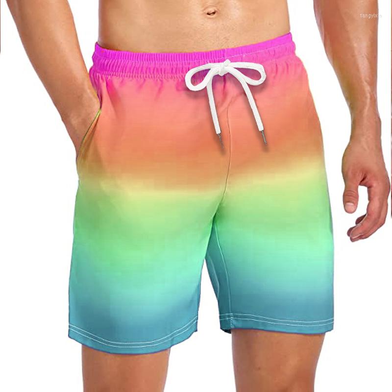 

Men's Shorts Men's Board Swim Trunks Summer Beach Rainbow Gradient Color Quick Dry Casual Daily Holiday, Blue-green
