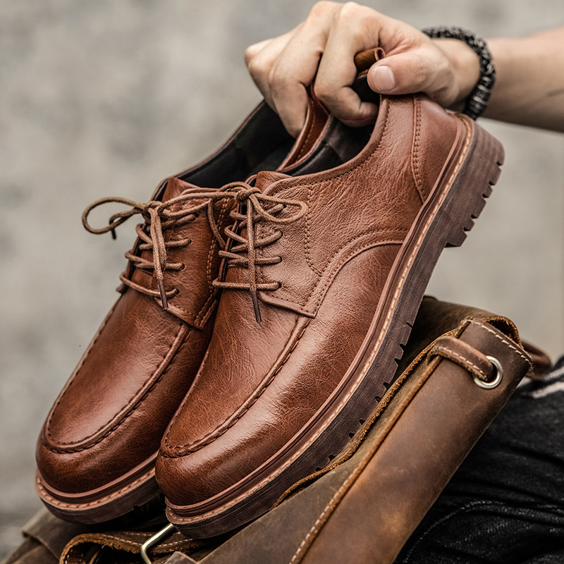 

Dress Shoes Autumn Men Shoes Brogue Casual Shoes Men Genuine Leather Shoes Work Boots Business Casual Sneakers 230509, Black