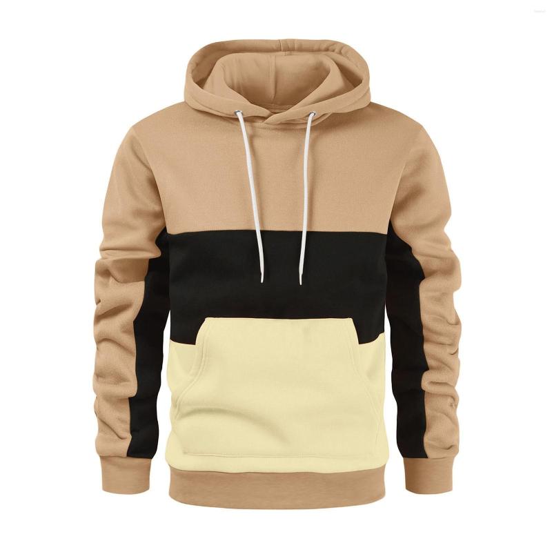 

Men's Hoodies Autumn And Winter Men's Fashion Color Matching Hoodie Splicing 2023