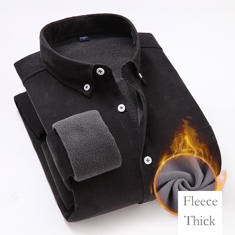 

Men's Casual Shirts 3xl Autumn/winter Warm Cotton Corduroy Shirt Long Sleeved Button Collar Smart Men Comfortable Trendy Solid TopMen's, Navy blue