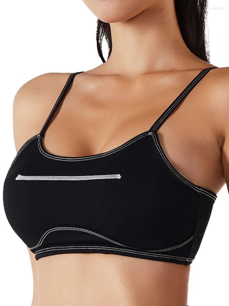 

Yoga Outfit Solid Women Workout Bra Inner Padded Nude Sleevless Crop Top Training Running Vest, Black