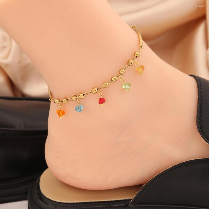 

Anklets Bohemian Stainless Steel Crystal Charm Anklet For Women Girl Trend Feet Wrist Chains Non-fading Jewelry Gift Party