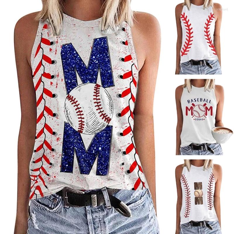 

Women' Tanks Women Baseball Mom Letter Top Graphic Sleeveless Crewneck T-Shirt 10CD, 006