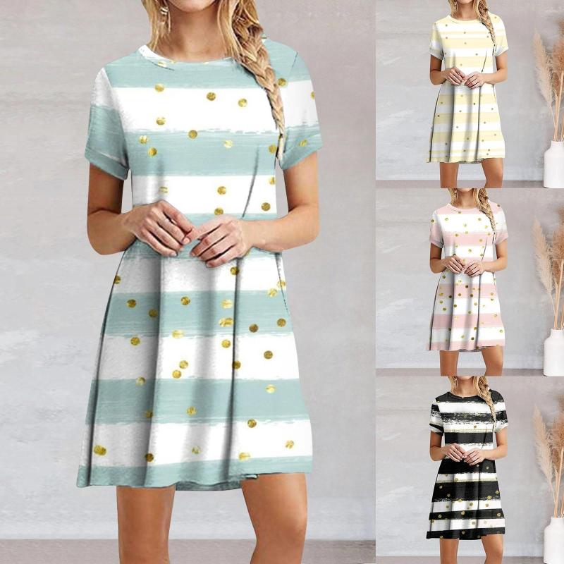 

Casual Dresses Women Summer Ruffle Short Sleeve Cute Crew Neck Flowy Dress, Black