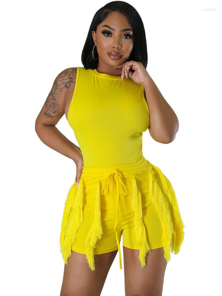 

Women' Tracksuits Sexy Tassel Two Piece Clubwear Set Women For Party Evening Bodycon Bodysuit Tops And Shorts High Waist Night Club Outfits, Light blue