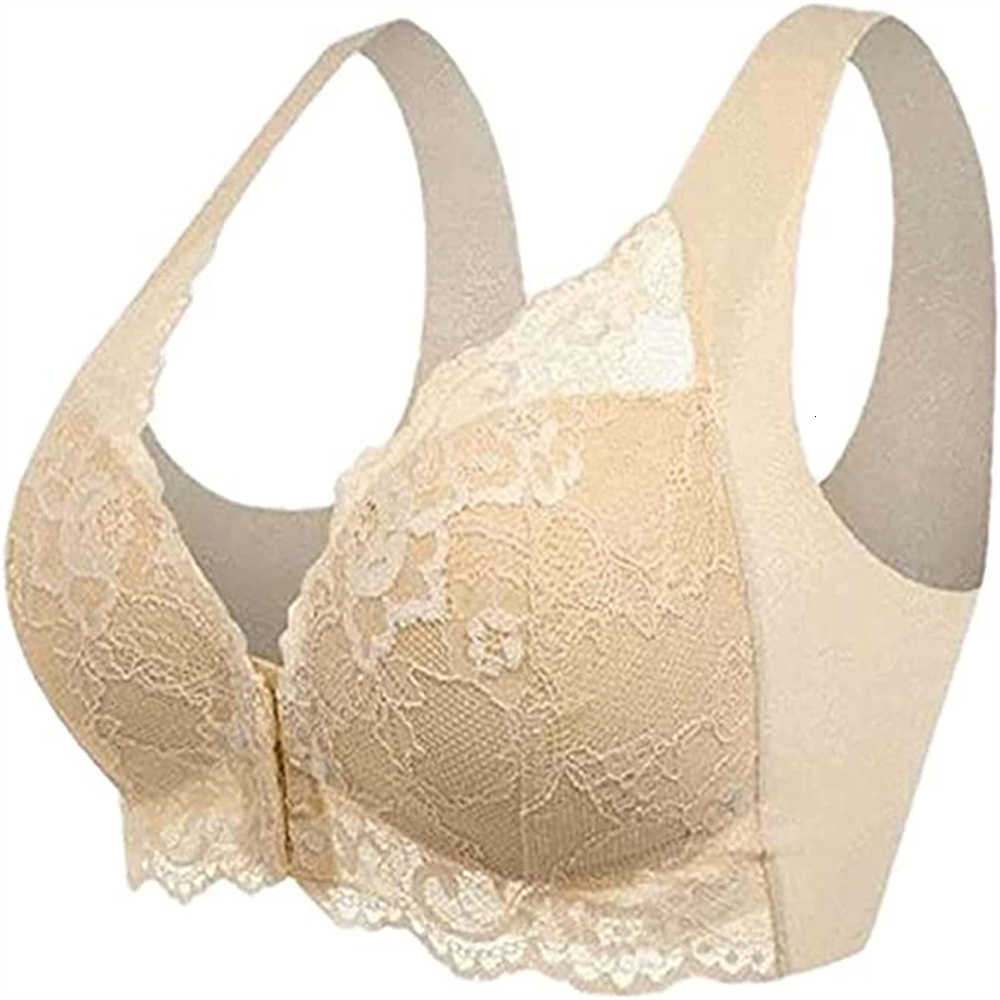 

Women's Bra Sora 5d Shaping Front Closure Seamless Soft Lace s Ultimate Lift Stretch for Old Women, Brown