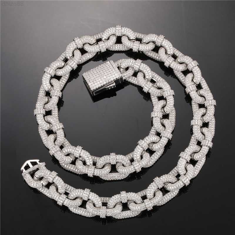 

Heavy Thick Full Diamonds Iced Out 17mm Men Cuban Link Necklace Hip Hop Diamond Bling Prong Necklace