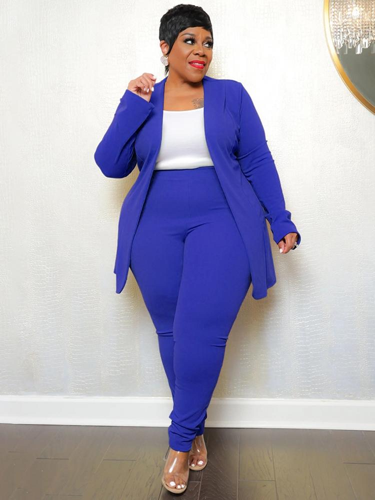 

Women's Two Piece Pants 2 Pieces Women's Sets 2023 Autumn Winter Solid Color Long Sleeve Blazers Women Suit Tops And Set Tracksuit, White