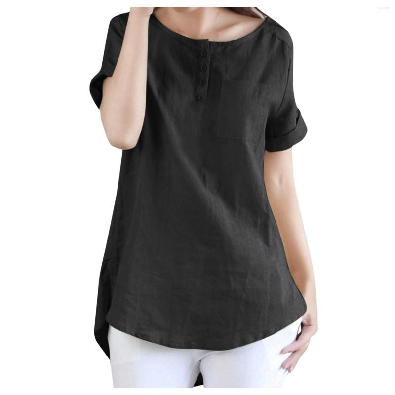 

Women's T Shirts Long Sleeve Fitted Shirt Women Cotton And Linen Casual Basic Loose Tops Button, Black