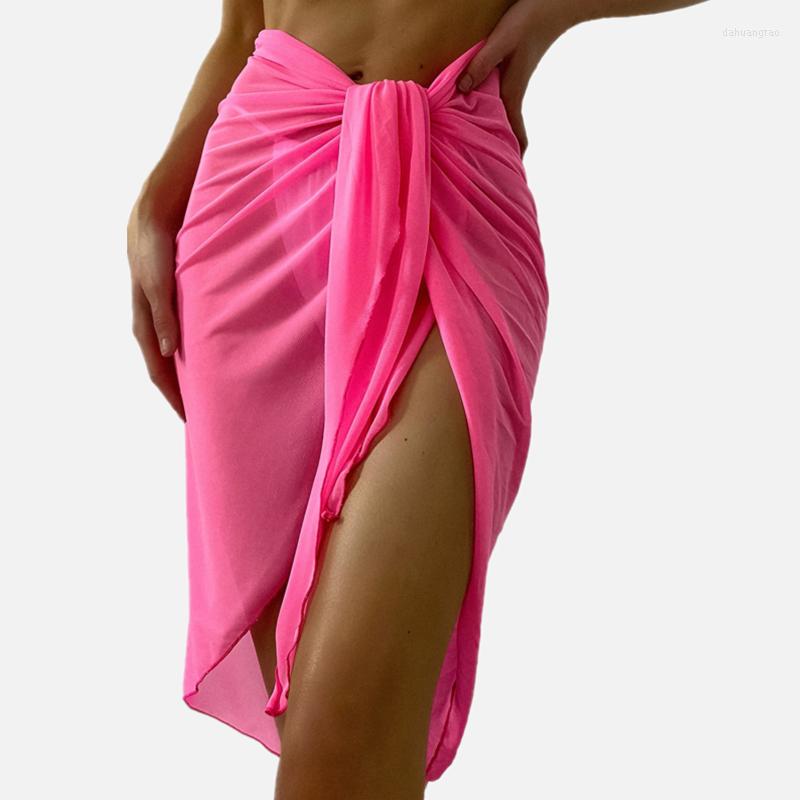 

Women' Swimwear Women Sheer Wrap Swimsuit Knot Waist Cover Up Skirt Without Bikini See Through Beach Wraps Ups For, Black