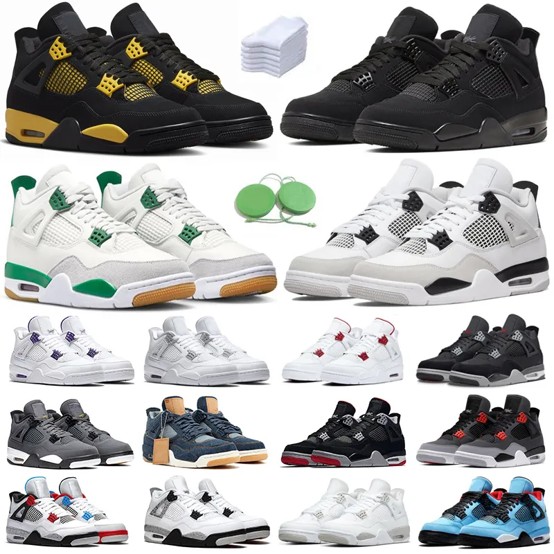 

4 4s Men Women Basketball Shoes Military Black Cat Pine Green Red Thunder Midnight Navy University Blue White Oreo Sail Infrared Shimmer Men, Color#11