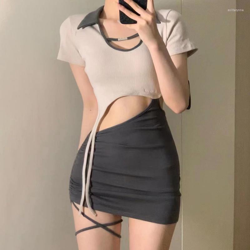 

Casual Dresses Turndown Collar Short Sleeves Dress Women's Slim American Retro
