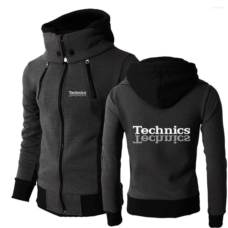 

Men' Hoodies Technics 2023 Men' Dj 1200 Turntable Music Autumn Winter Print Jacket Outdoor Warm Double Zipper Hooded High Collar