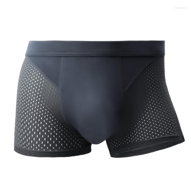 

Underpants Boxers Shorts Ice Silk Panties Man Solid Breathable Modal Pouch Male Trunk, Uy07-2