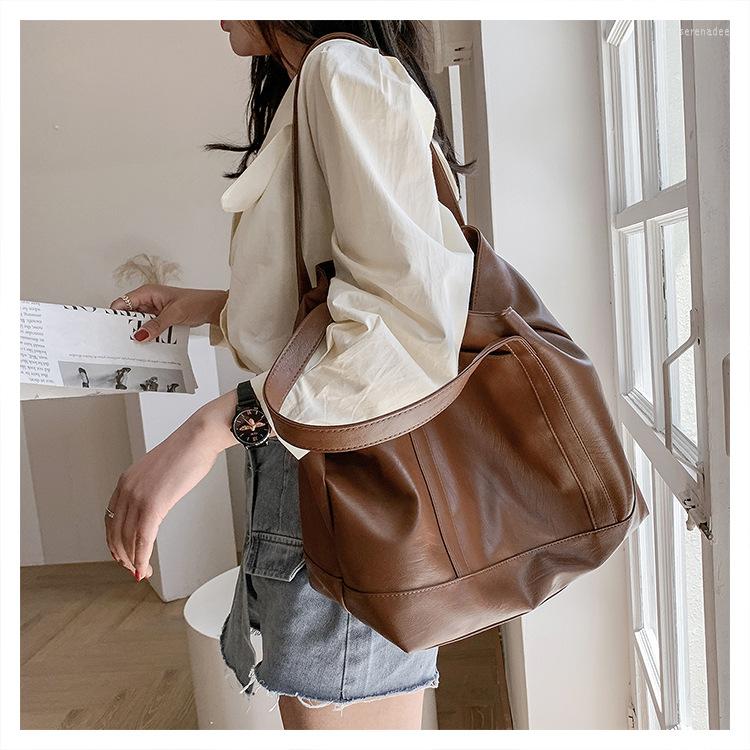

Evening Bags Female Plain Shoulder Bag High-quality Women Western-style Tote Large-capacity Handbag, White