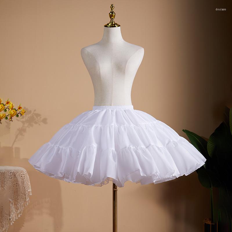 

Skirts 50cm Flower Girls 4-sided Two-piece Petticoat Cosplay Party Short Dress Jupon Enfant Fille Lolita Ballet Skirt Mini Underskirt, White