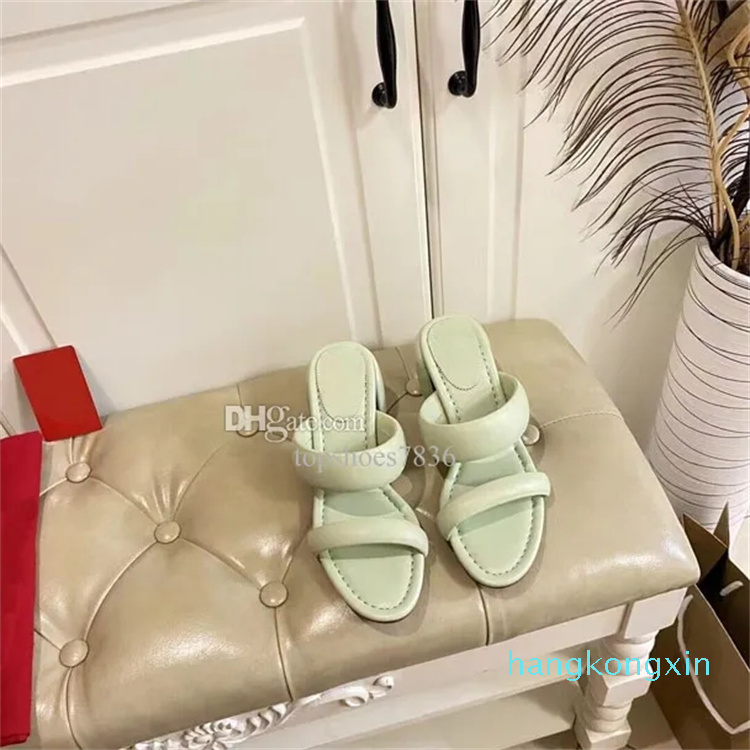 

Thick Heel Slippers with Round Toe Design Fahsion Kit Heels Shoes Summer Beach High Heel 5.5cm Shoes 35-42, Black
