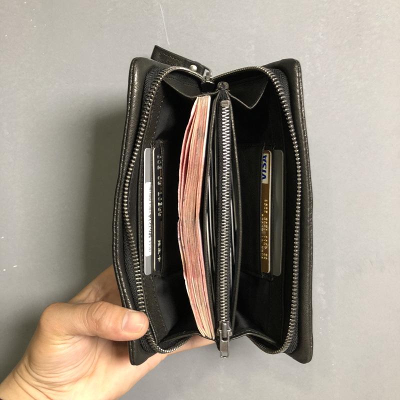 

Wallets 2023 Leather Wallet Men's Long Zipper Tide Pattern Mobile Phone Clutch Bag Men Card Holder Male Personality Purses, Beige