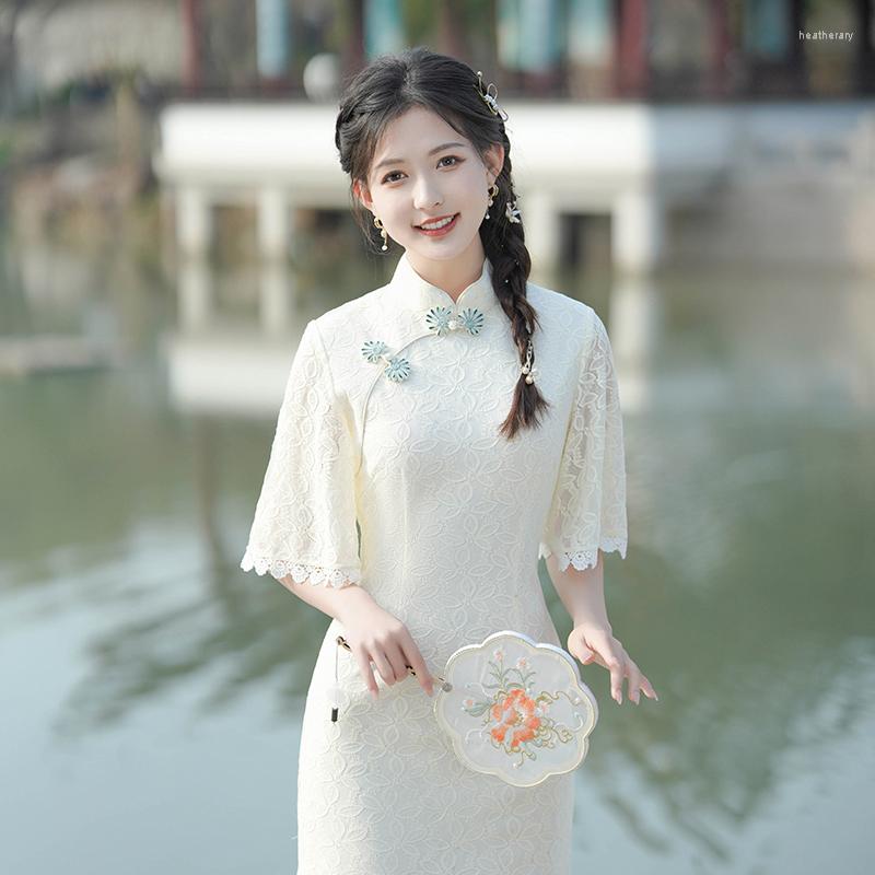 

Ethnic Clothing High-quality Retro Summer Cheongsam Dress Traditional Chinese Modern Fashion Young People Wear In Daily Lif