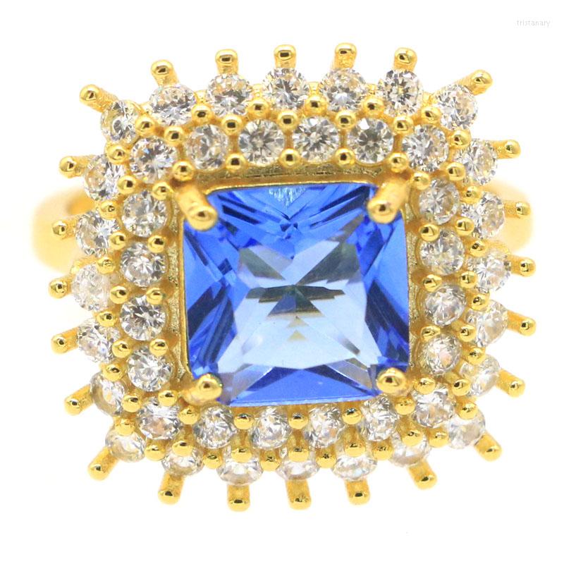 

Cluster Rings 20x19mm Pretty 5.3g Violet Tanzanite CZ Females Gift Daily Wear Gold Silver Drop