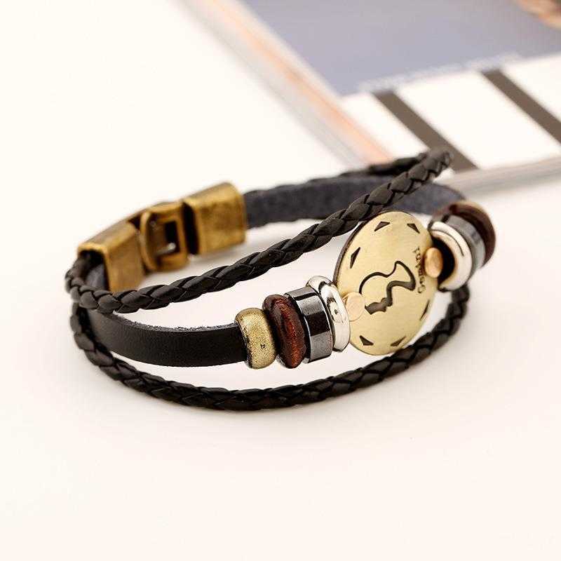 

Pass Vintage Bracelet 12 Constellation Woven Leather Men Cowhide Ornament Wholesale