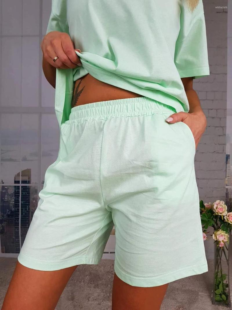 

Women' Tracksuits White Women' Home Suit With Shorts Summer Tracksuit Two Piece Set Cotton Soft T-shirt And For Women Basic Outfits, Yellow