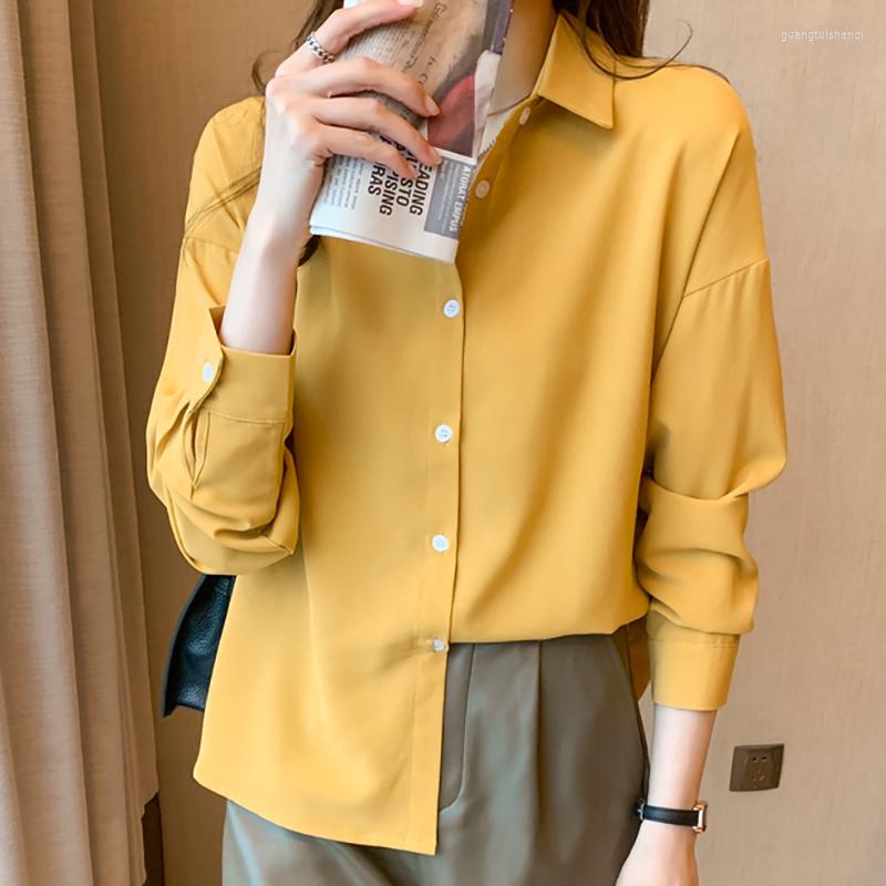 

Women' Blouses Button Chiffon Blouse Women Long Sleeve Shirts Ladies Tops Casual Korean Style Clothes Woman Blusas Mujer De Moda 2023, Black