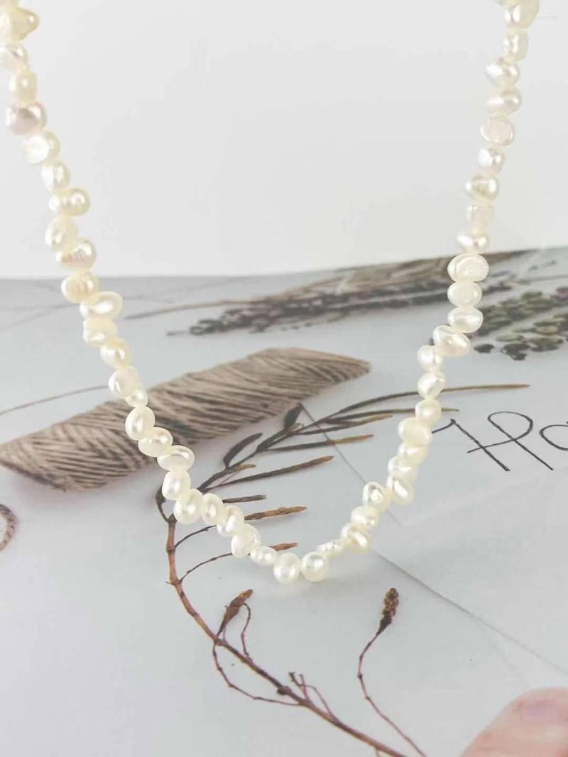 

Chains Irregular Freshwater Pearls Necklac Jewelry Stainless Steel Goddess Luxury Golden Color Luxe Fashion For Women